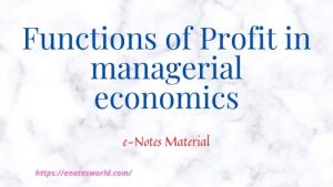 Functions of Profit in managerial economics